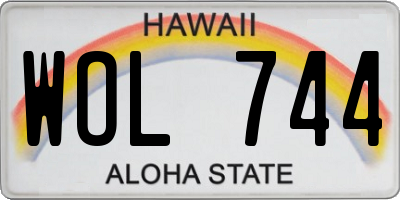 HI license plate WOL744