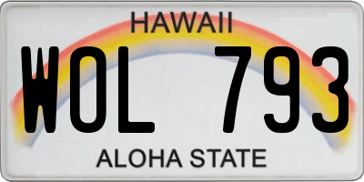 HI license plate WOL793