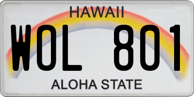 HI license plate WOL801