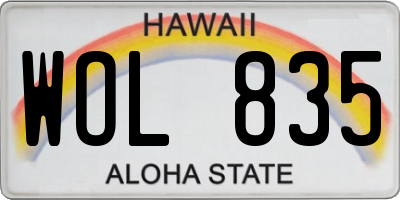 HI license plate WOL835