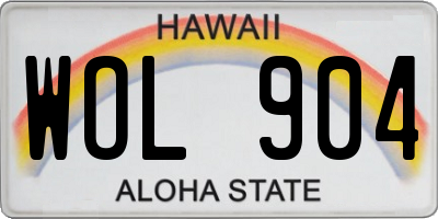 HI license plate WOL904