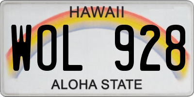 HI license plate WOL928