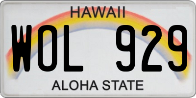 HI license plate WOL929