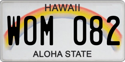 HI license plate WOM082