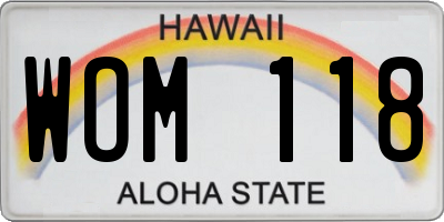 HI license plate WOM118