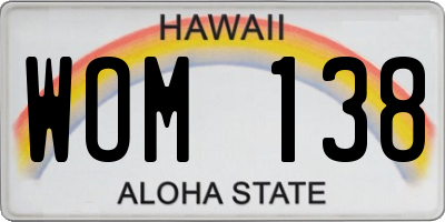 HI license plate WOM138