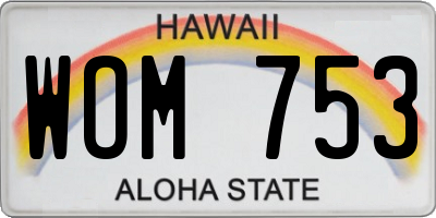 HI license plate WOM753