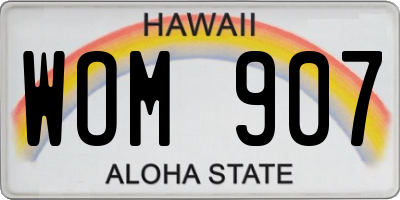 HI license plate WOM907