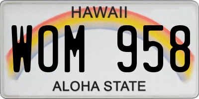 HI license plate WOM958