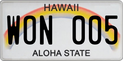 HI license plate WON005
