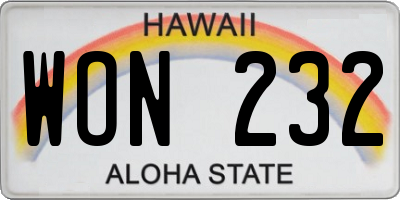 HI license plate WON232