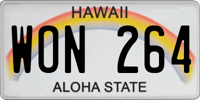 HI license plate WON264