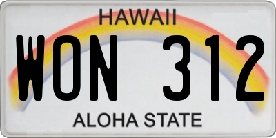 HI license plate WON312