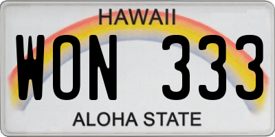HI license plate WON333