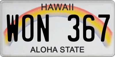 HI license plate WON367