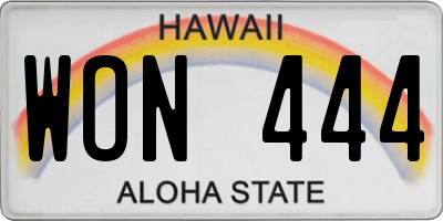 HI license plate WON444