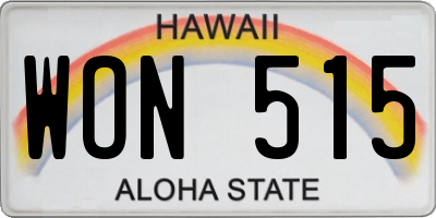 HI license plate WON515