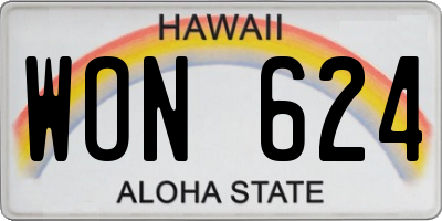 HI license plate WON624