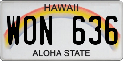 HI license plate WON636