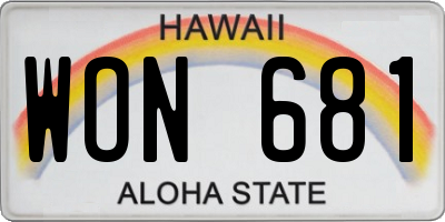 HI license plate WON681