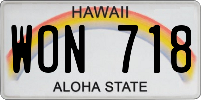 HI license plate WON718