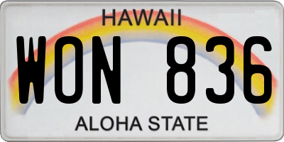 HI license plate WON836