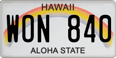HI license plate WON840