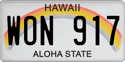 HI license plate WON917