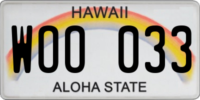 HI license plate WOO033