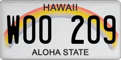 HI license plate WOO209