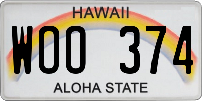 HI license plate WOO374