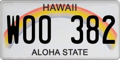 HI license plate WOO382