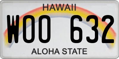 HI license plate WOO632