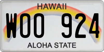 HI license plate WOO924