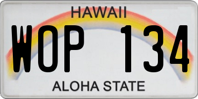 HI license plate WOP134