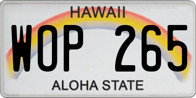 HI license plate WOP265