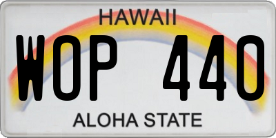 HI license plate WOP440