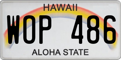 HI license plate WOP486
