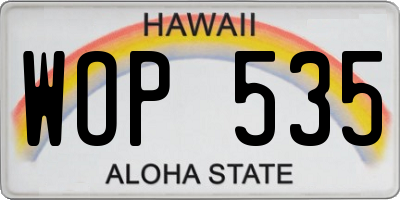 HI license plate WOP535