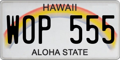 HI license plate WOP555