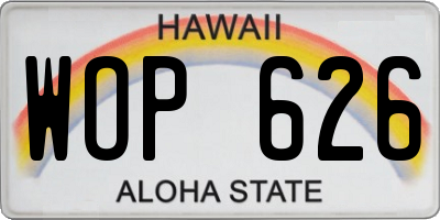 HI license plate WOP626