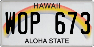 HI license plate WOP673