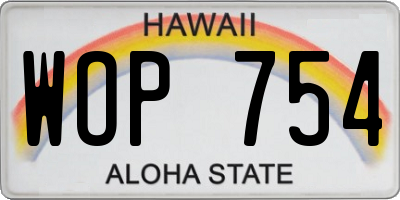 HI license plate WOP754