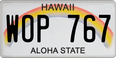 HI license plate WOP767