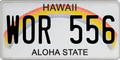 HI license plate WOR556