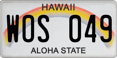 HI license plate WOS049