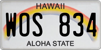 HI license plate WOS834