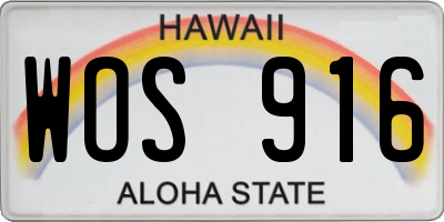 HI license plate WOS916