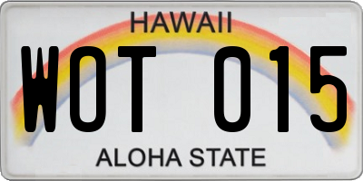 HI license plate WOT015