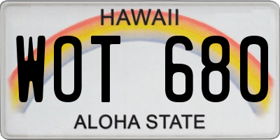HI license plate WOT680